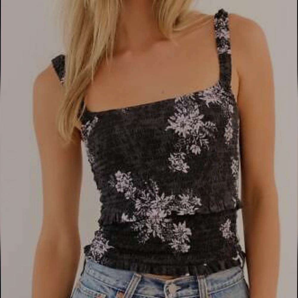 NWT Intimately Free People Hannah Shirred Tiered Floral Print Cami Tank Top